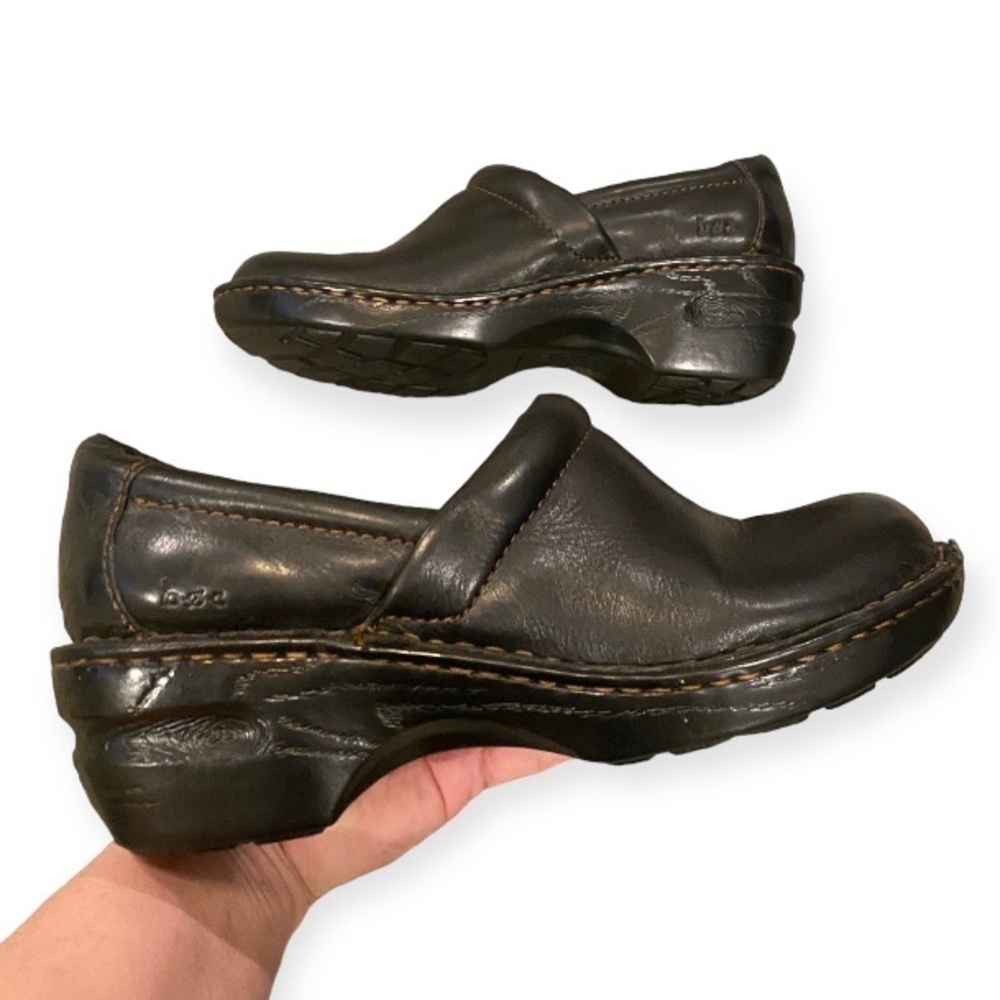 B.O.C. Peggy Clogs Black Leather Comfort Shoes Career Walking Womens Size 8